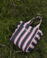 Load image into Gallery viewer, Dos Ombré  - Big Bengali Bag 009 | Pink Khaki Blue Stripe