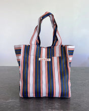 Load image into Gallery viewer, Dos Ombré  - Big Bengali Bag 009 | Pink Khaki Blue Stripe