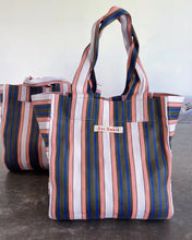 Load image into Gallery viewer, Dos Ombré  - Big Bengali Bag 009 | Pink Khaki Blue Stripe